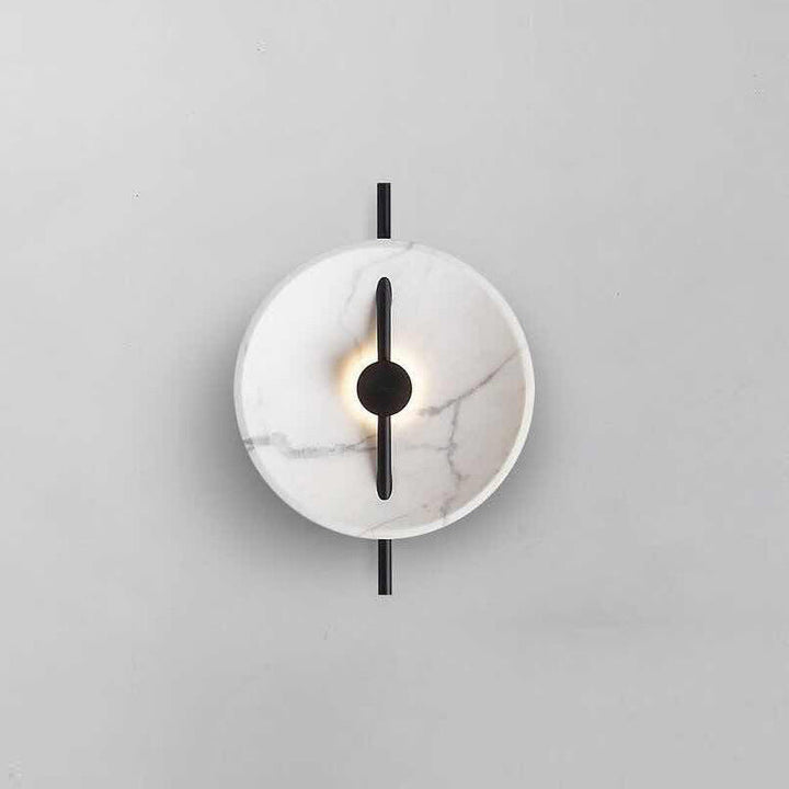 Lisslune | Marble-Look Disc Resin Wall Lamp Designer Black and White LED Wall Light for Nightstand