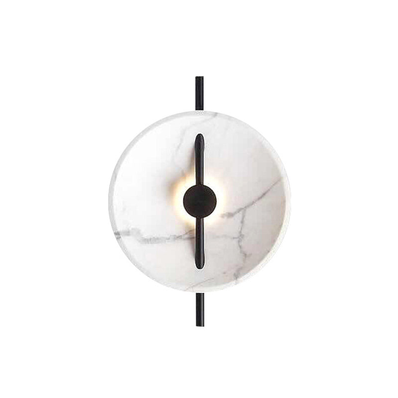 Lisslune | Marble-Look Disc Resin Wall Lamp Designer Black and White LED Wall Light for Nightstand