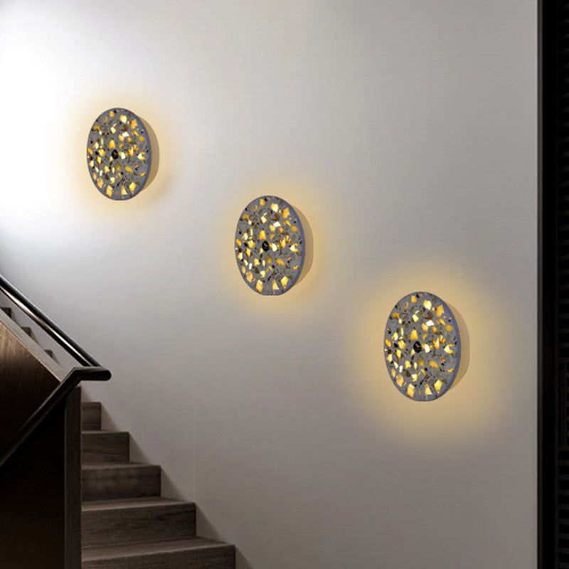 Lisslune | Terrazzo Disk LED Wall Light Art Deco Black/Red/Blue Flush Mount Wall Lamp for the Living Room
