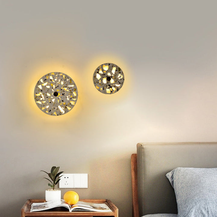 Lisslune | Terrazzo Disk LED Wall Light Art Deco Black/Red/Blue Flush Mount Wall Lamp for the Living Room