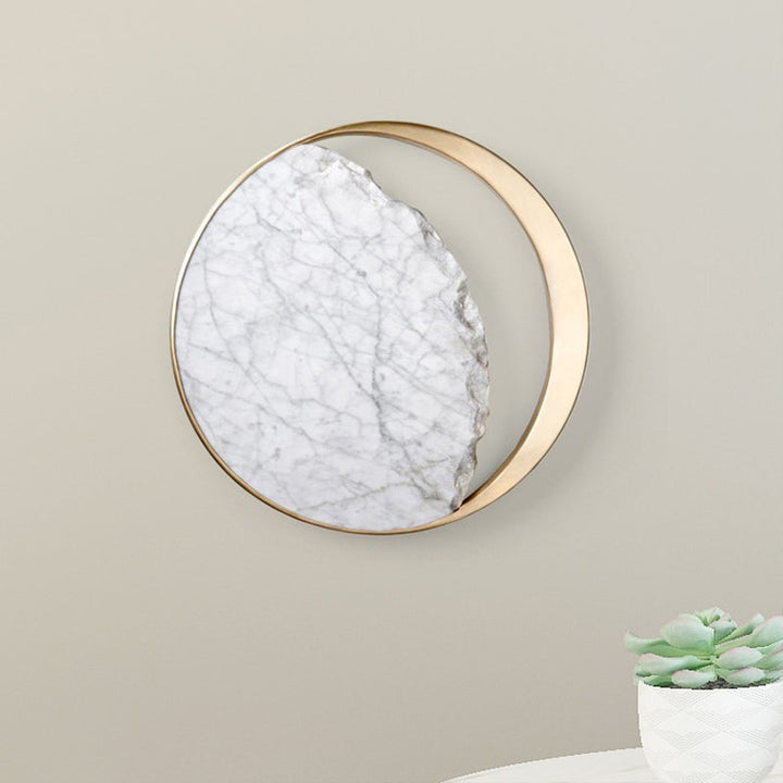 Lisslune | New Minimalist Moon Wall Lamp Marble 1 Head Living Room Flush Wall Light in Gold