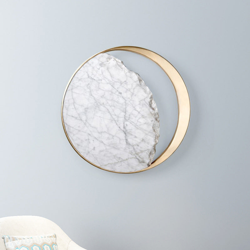 Lisslune | New Minimalist Moon Wall Lamp Marble 1 Head Living Room Flush Wall Light in Gold