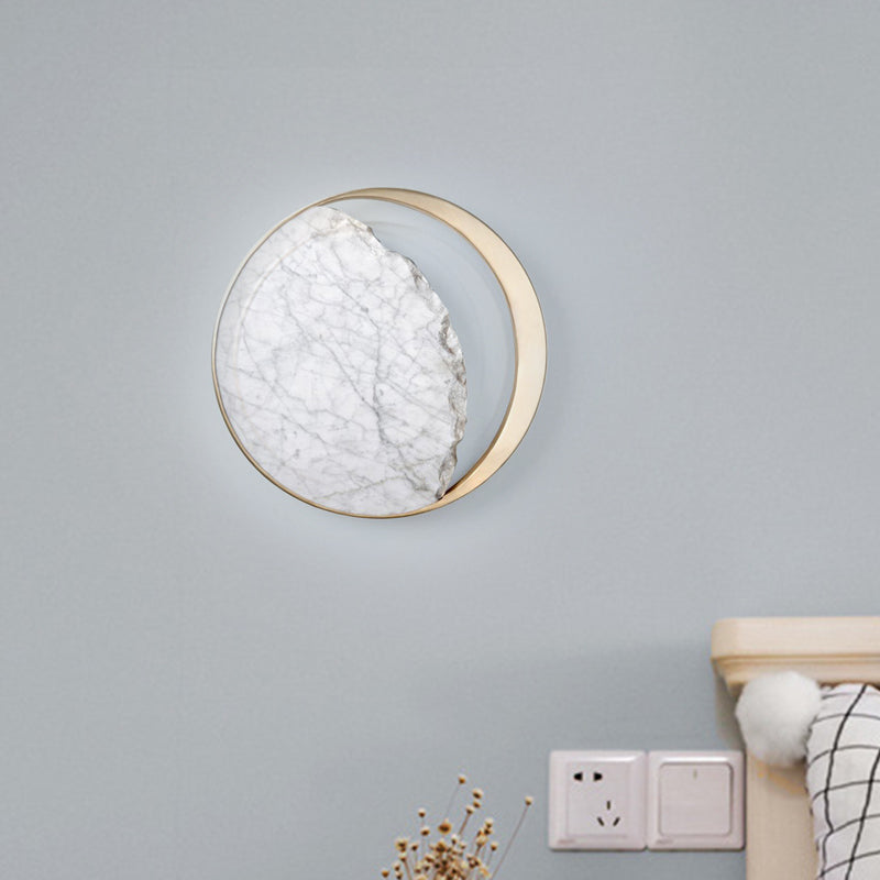 Lisslune | New Minimalist Moon Wall Lamp Marble 1 Head Living Room Flush Wall Light in Gold