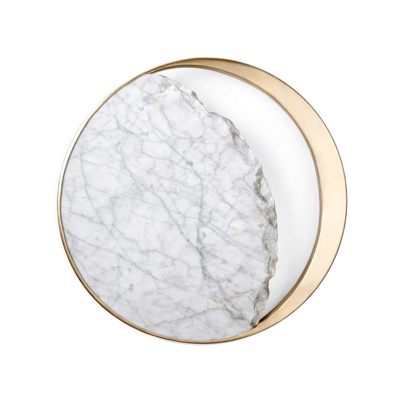 Lisslune | New Minimalist Moon Wall Lamp Marble 1 Head Living Room Flush Wall Light in Gold