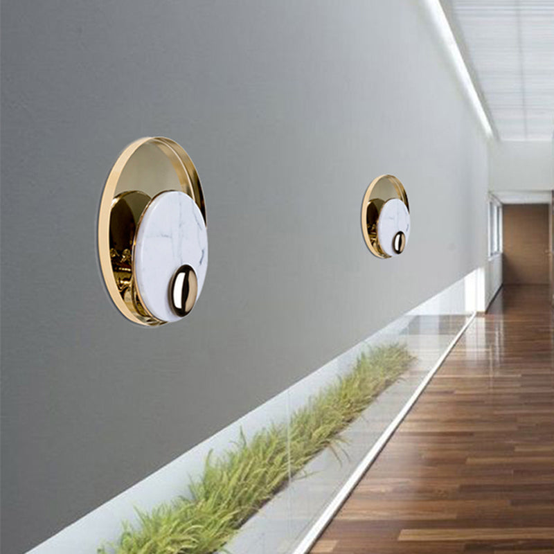 Lisslune | Peacock Feather Wall Lantern Designer Marble Living Room LED Ceiling Light in Black/White and Gold