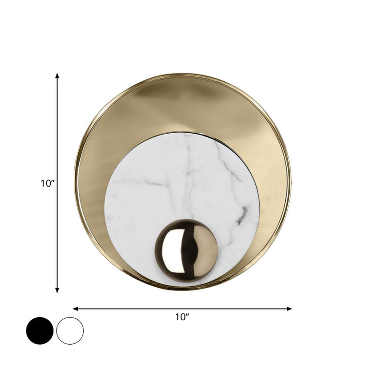 Lisslune | Peacock Feather Wall Lantern Designer Marble Living Room LED Ceiling Light in Black/White and Gold