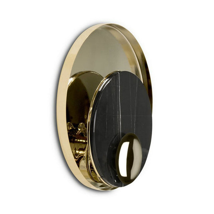 Lisslune | Peacock Feather Wall Lantern Designer Marble Living Room LED Ceiling Light in Black/White and Gold