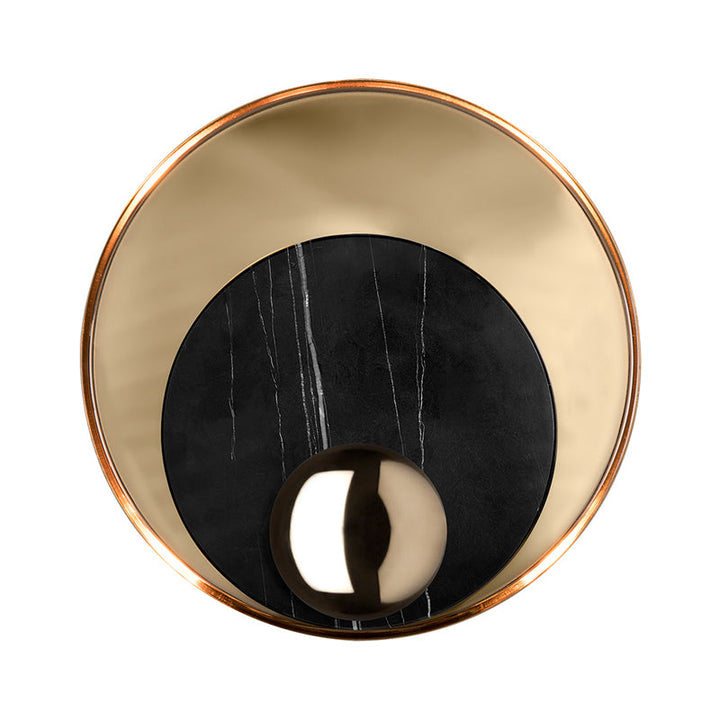 Lisslune | Peacock Feather Wall Lantern Designer Marble Living Room LED Ceiling Light in Black/White and Gold