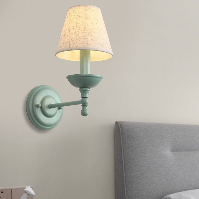 Skørter | Tapered Shade Corridor Wall Lamp Metal 1 Light Nordic Style Wall Lamp in Green