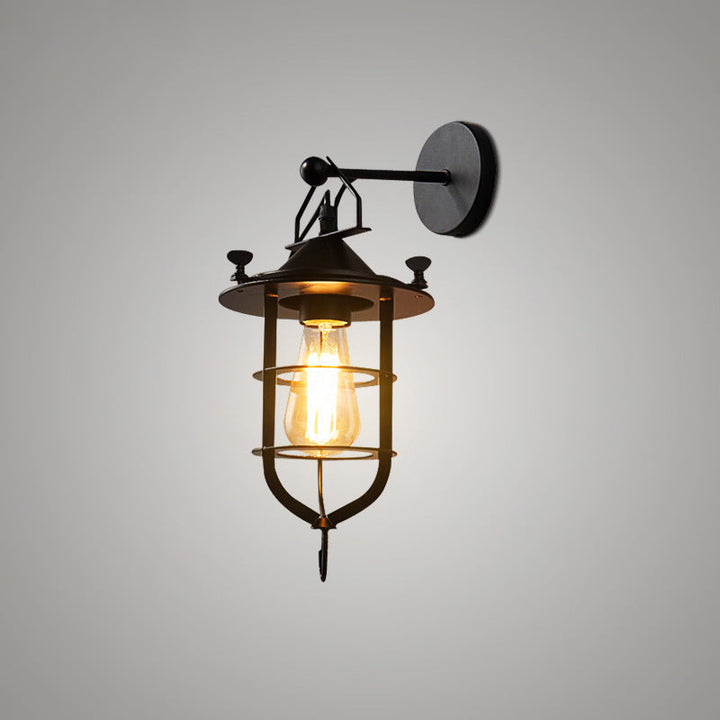 Lisslune | Iron Black Surface Wall Sconce Water Pipe/Cage/Fist-shaped 1-Bulb Industrial Style Wall Mounted Light Fixture