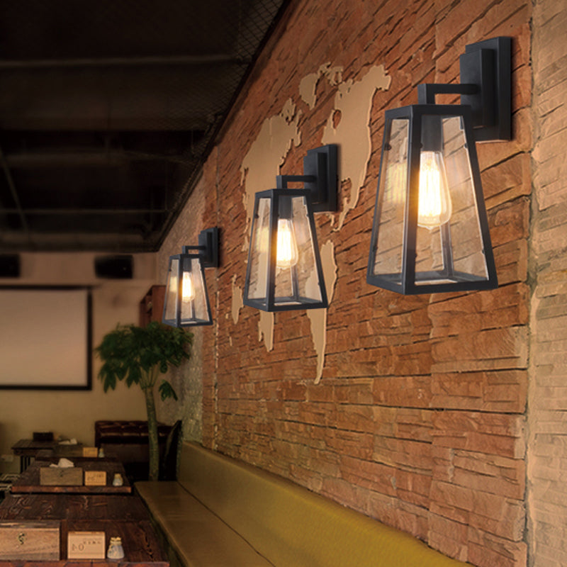 Lisslune | Iron Black Surface Wall Sconce Water Pipe/Cage/Fist-shaped 1-Bulb Industrial Style Wall Mounted Light Fixture