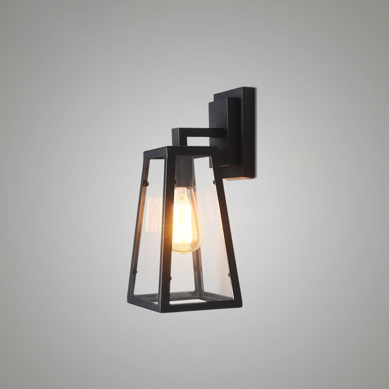 Lisslune | Iron Black Surface Wall Sconce Water Pipe/Cage/Fist-shaped 1-Bulb Industrial Style Wall Mounted Light Fixture