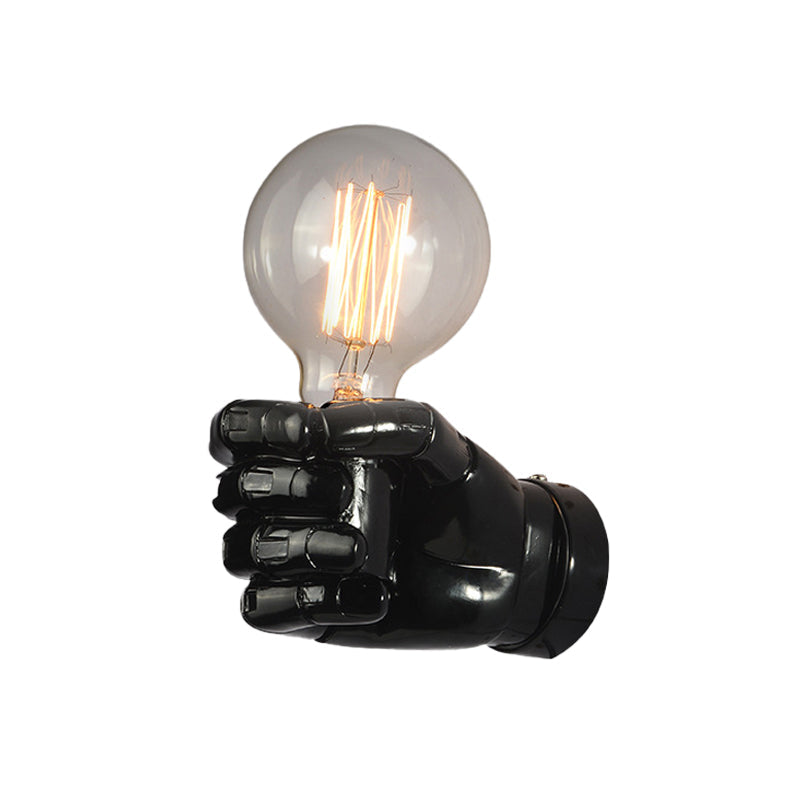 Lisslune | Iron Black Surface Wall Sconce Water Pipe/Cage/Fist-shaped 1-Bulb Industrial Style Wall Mounted Light Fixture