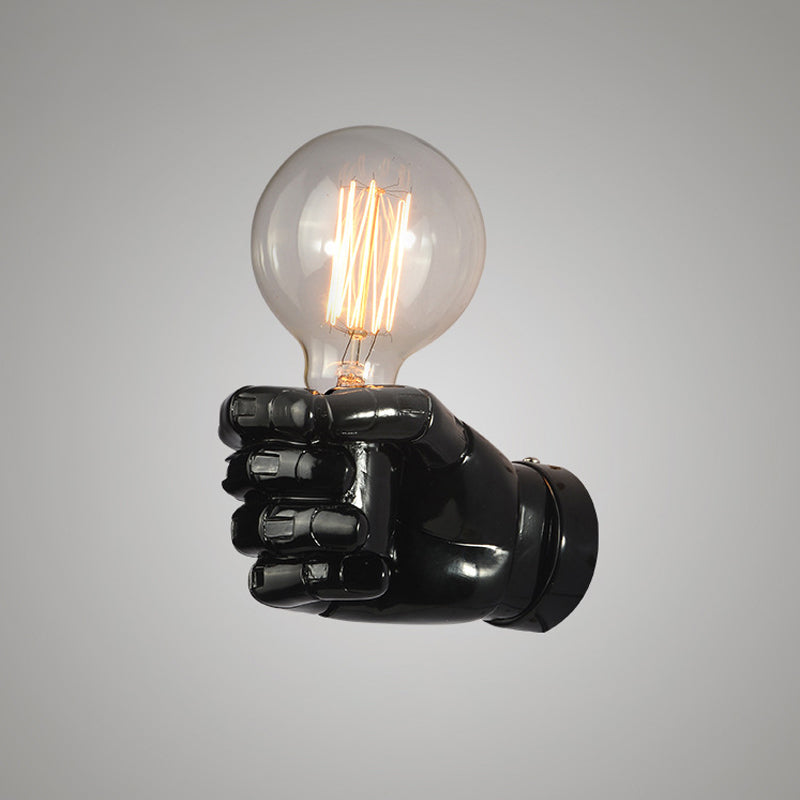 Lisslune | Iron Black Surface Wall Sconce Water Pipe/Cage/Fist-shaped 1-Bulb Industrial Style Wall Mounted Light Fixture