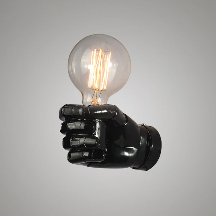 Lisslune | Iron Black Surface Wall Sconce Water Pipe/Cage/Fist-shaped 1-Bulb Industrial Style Wall Mounted Light Fixture