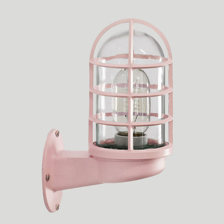 Skørter | Loft Capsule Wall Lamp Fixture Single Transparent Glass Wall Lamp with Wire Cage in Pink/Blue/Rust