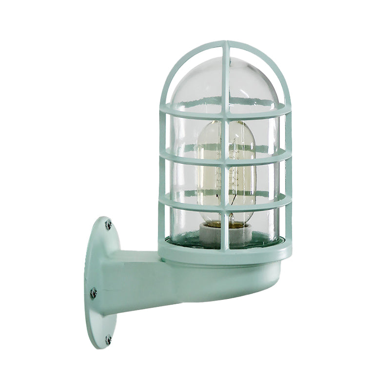 Skørter | Loft Capsule Wall Lamp Fixture Single Transparent Glass Wall Lamp with Wire Cage in Pink/Blue/Rust
