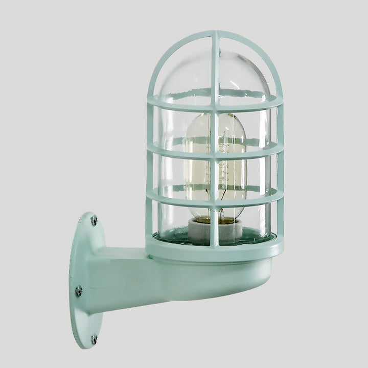 Skørter | Loft Capsule Wall Lamp Fixture Single Transparent Glass Wall Lamp with Wire Cage in Pink/Blue/Rust