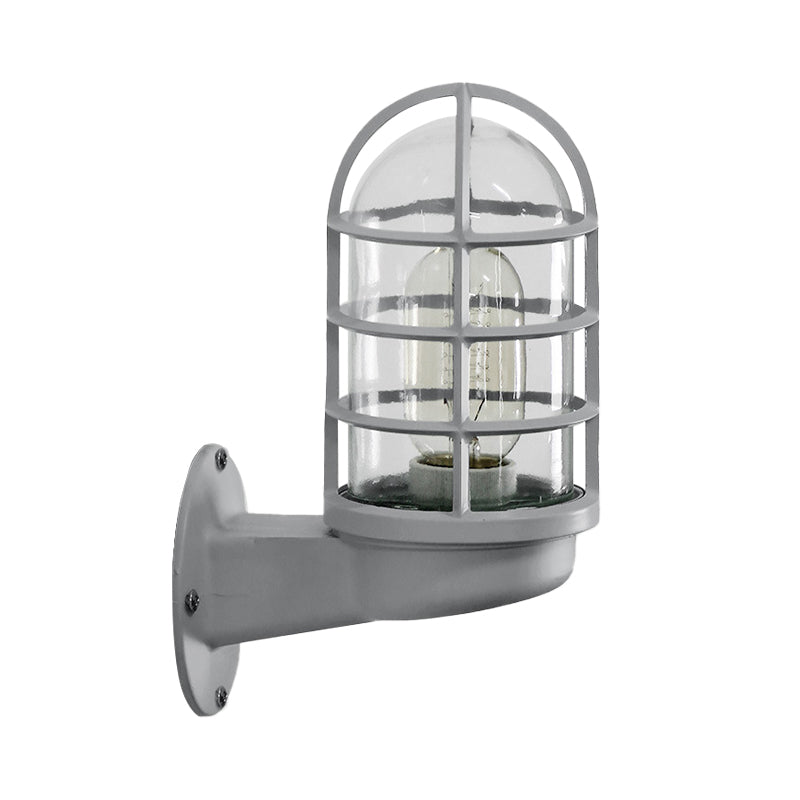 Skørter | Loft Capsule Wall Lamp Fixture Single Transparent Glass Wall Lamp with Wire Cage in Pink/Blue/Rust