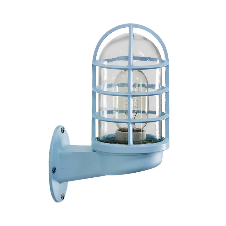 Skørter | Loft Capsule Wall Lamp Fixture Single Transparent Glass Wall Lamp with Wire Cage in Pink/Blue/Rust