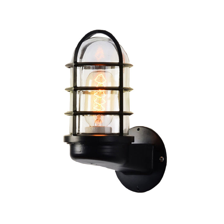 Skørter | Loft Capsule Wall Lamp Fixture Single Transparent Glass Wall Lamp with Wire Cage in Pink/Blue/Rust