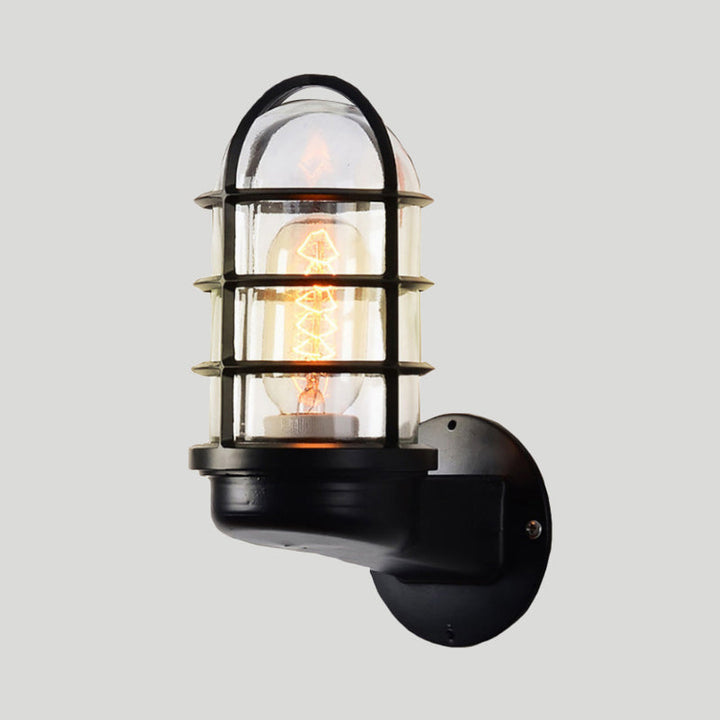 Skørter | Loft Capsule Wall Lamp Fixture Single Transparent Glass Wall Lamp with Wire Cage in Pink/Blue/Rust