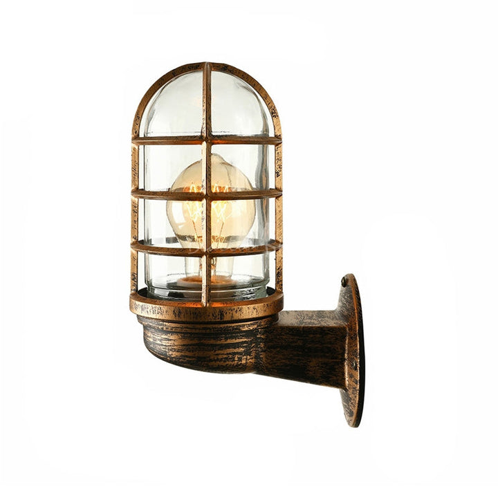Skørter | Loft Capsule Wall Lamp Fixture Single Transparent Glass Wall Lamp with Wire Cage in Pink/Blue/Rust
