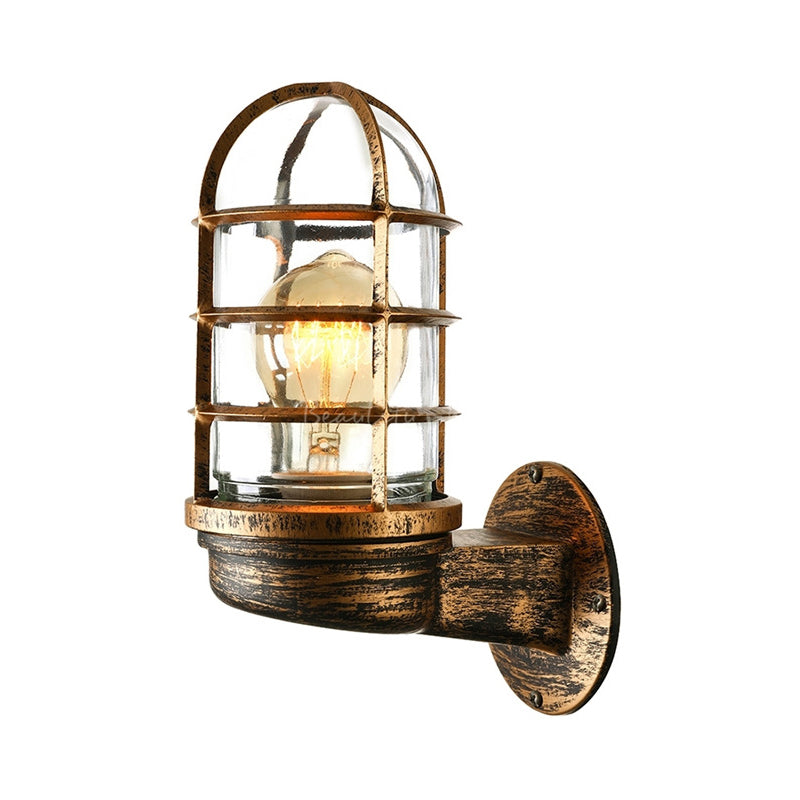 Lisslune | CageGlow - Industrial Wall Lamp with Clear Glass Housing