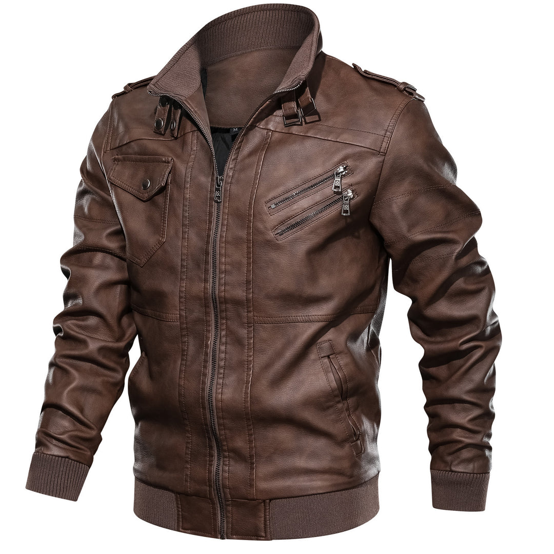 Men's Casual Biker Jacket with Functional Zip Pockets Lisslune