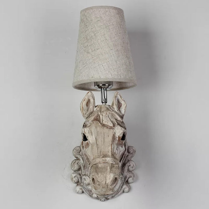 Skørter | Art Deco Horse Head Wall Lamp Resin 1-Light Restaurant Wall Mounted Lamp with Cone Shade in Light Brown