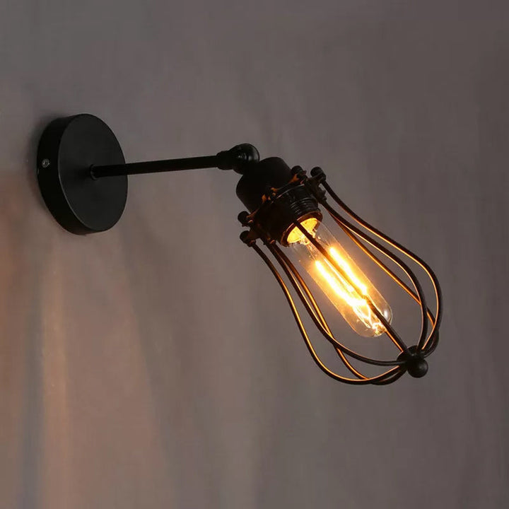 Skørter | Round Iron Wall Mount Lamp Industrial 1 Head Living Room Adjustable Wall Mount Reading Lamp in Black