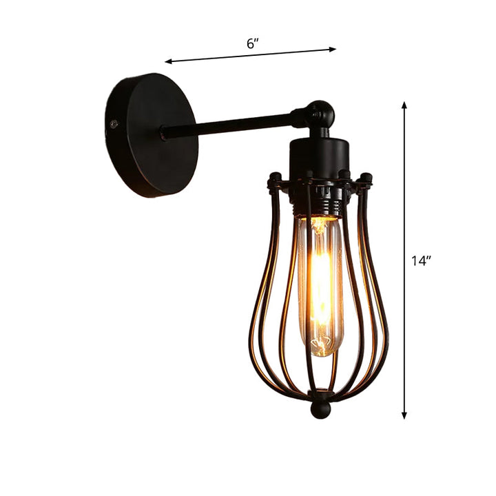 Skørter | Round Iron Wall Mount Lamp Industrial 1 Head Living Room Adjustable Wall Mount Reading Lamp in Black