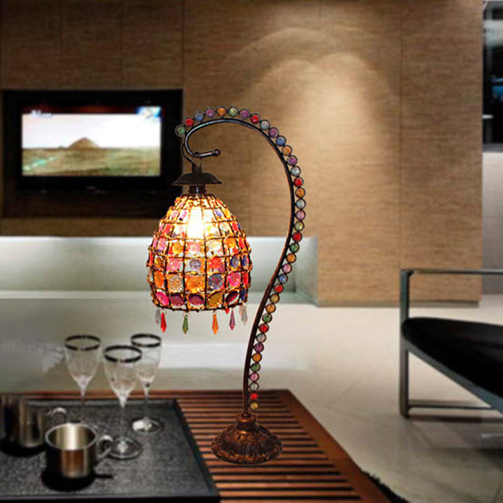 Lisslune | Lumbelle – Boho Table Lamp with Beads and Elegant Colored Glass