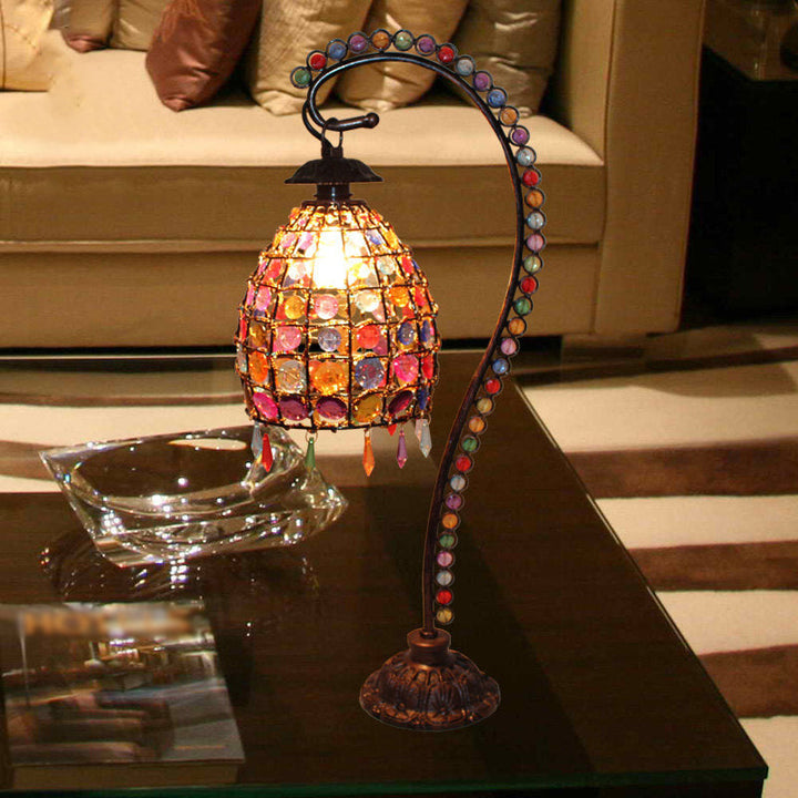 Lisslune | Lumbelle – Boho Table Lamp with Beads and Elegant Colored Glass