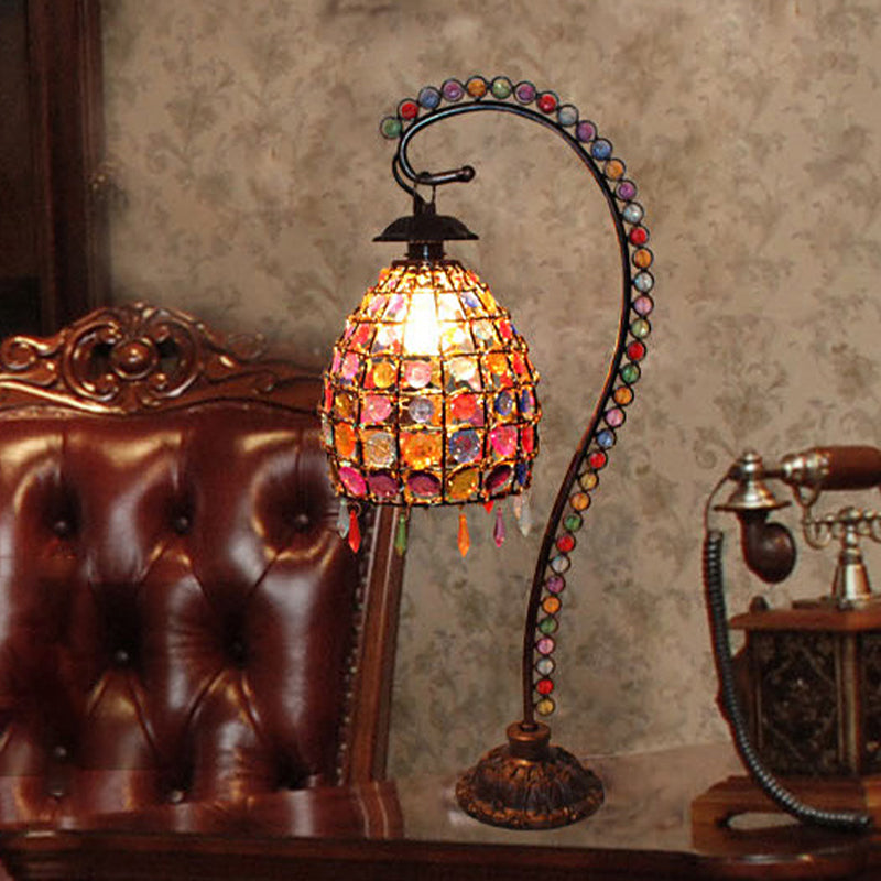 Lisslune | Lumbelle – Boho Table Lamp with Beads and Elegant Colored Glass