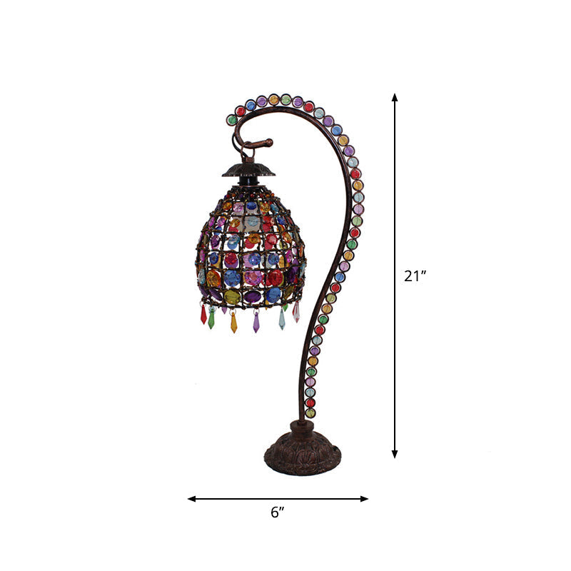 Lisslune | Lumbelle – Boho Table Lamp with Beads and Elegant Colored Glass