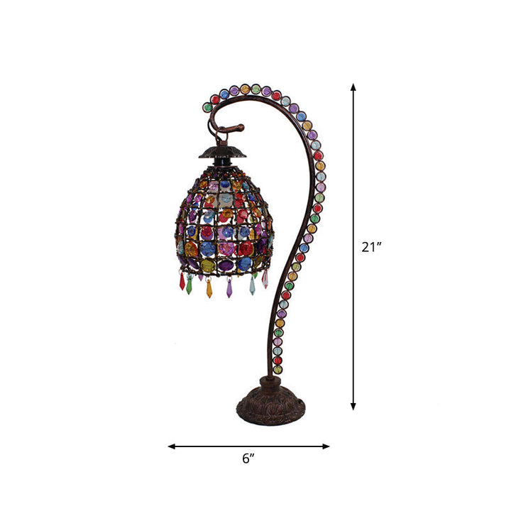 Lisslune | Lumbelle – Boho Table Lamp with Beads and Elegant Colored Glass