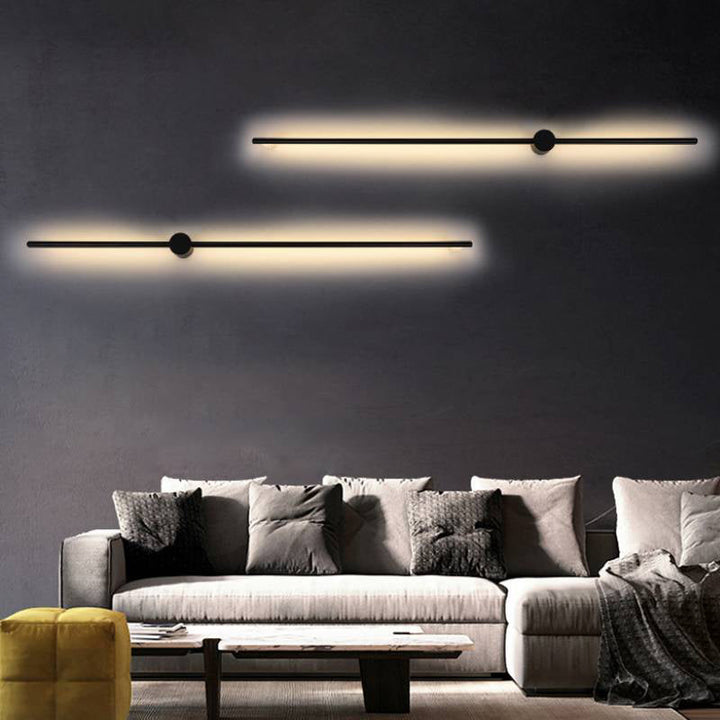 Skørter | Black Slim Rod Wall Light Minimalist 23.5"/31.5"/47" High LED Metal Wall-Mounted Lamp for Bedroom