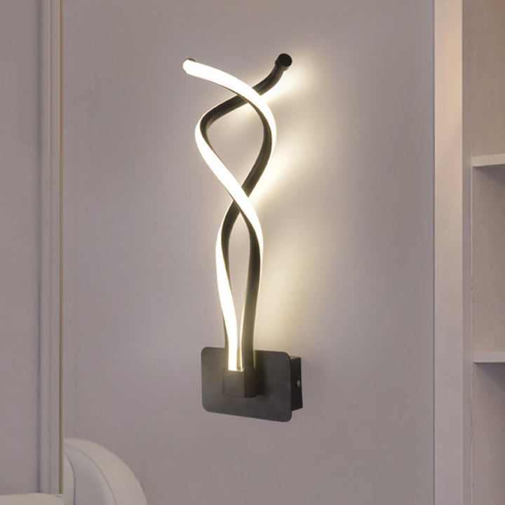 Lisslune | Minimalistic LED Wall Spotlight Black/White Wavy/Musical Nocturne/Combined Wall Lamp with Acrylic Shade for Bedroom