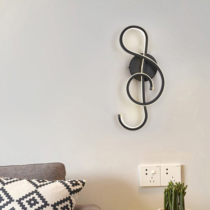 Lisslune | Minimalistic LED Wall Spotlight Black/White Wavy/Musical Nocturne/Combined Wall Lamp with Acrylic Shade for Bedroom