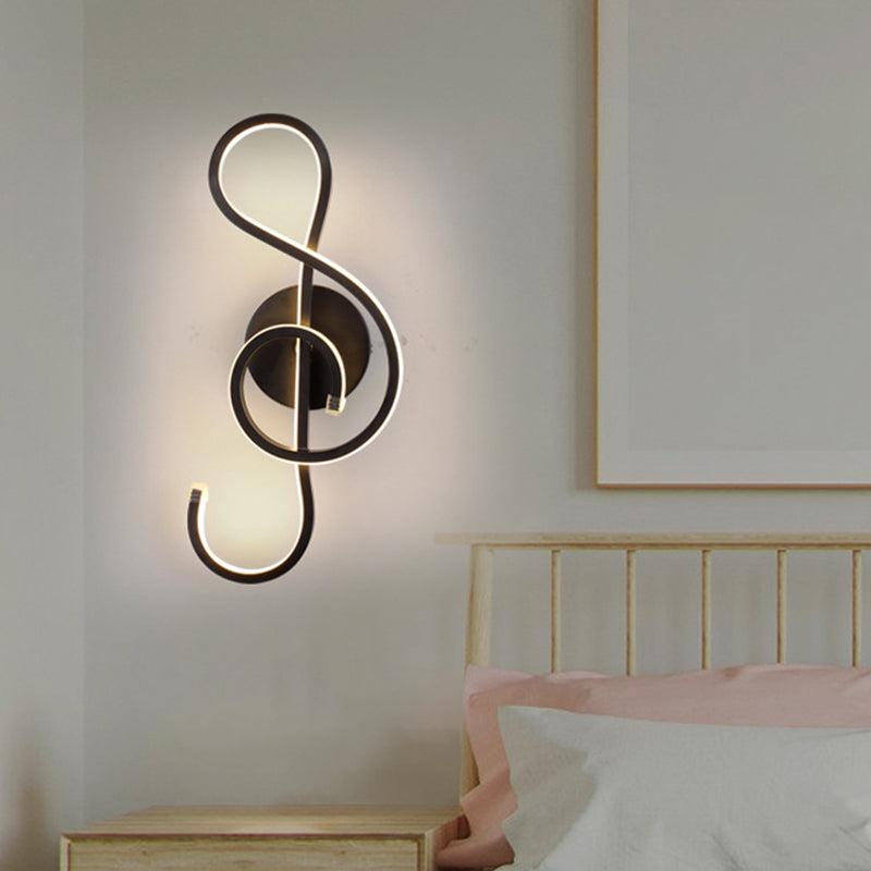 Lisslune | Minimalistic LED Wall Spotlight Black/White Wavy/Musical Nocturne/Combined Wall Lamp with Acrylic Shade for Bedroom