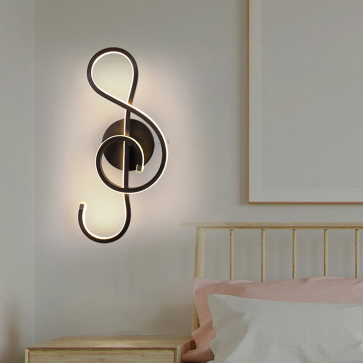 Lisslune | Minimalistic LED Wall Spotlight Black/White Wavy/Musical Nocturne/Combined Wall Lamp with Acrylic Shade for Bedroom