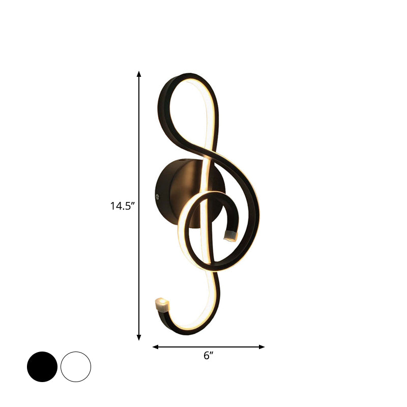 Lisslune | Minimalistic LED Wall Spotlight Black/White Wavy/Musical Nocturne/Combined Wall Lamp with Acrylic Shade for Bedroom