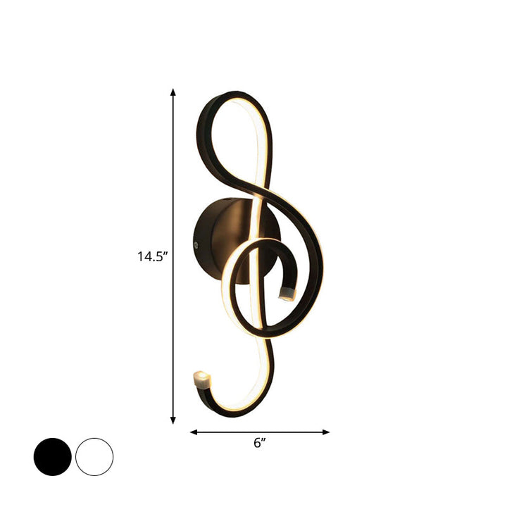 Lisslune | Minimalistic LED Wall Spotlight Black/White Wavy/Musical Nocturne/Combined Wall Lamp with Acrylic Shade for Bedroom