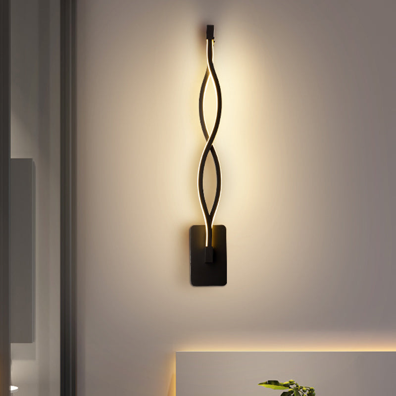Lisslune | Minimalistic LED Wall Spotlight Black/White Wavy/Musical Nocturne/Combined Wall Lamp with Acrylic Shade for Bedroom