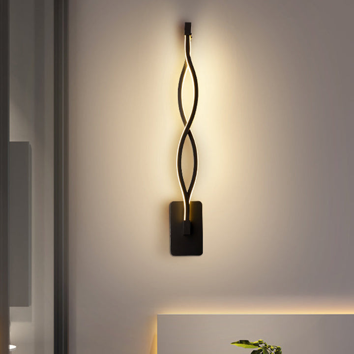 Lisslune | Minimalistic LED Wall Spotlight Black/White Wavy/Musical Nocturne/Combined Wall Lamp with Acrylic Shade for Bedroom