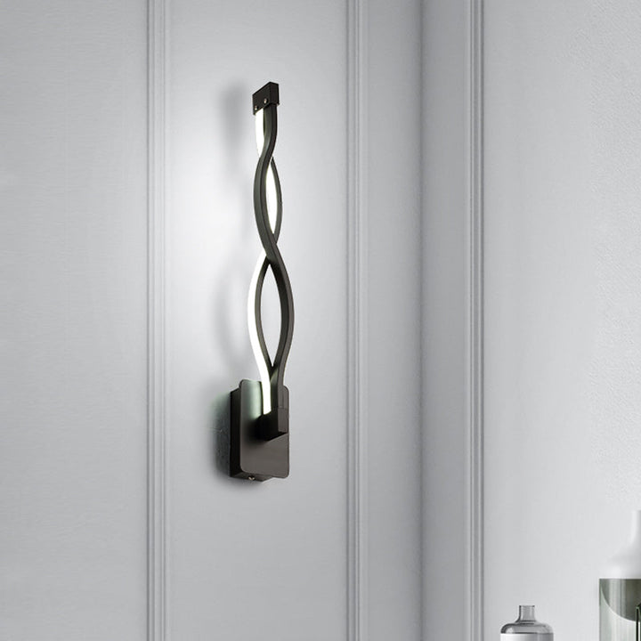 Lisslune | Minimalistic LED Wall Spotlight Black/White Wavy/Musical Nocturne/Combined Wall Lamp with Acrylic Shade for Bedroom