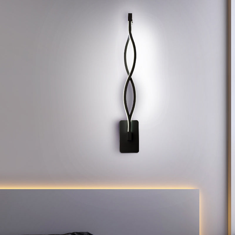 Lisslune | Minimalistic LED Wall Spotlight Black/White Wavy/Musical Nocturne/Combined Wall Lamp with Acrylic Shade for Bedroom