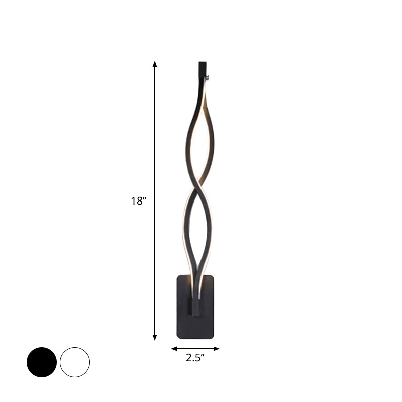 Lisslune | Minimalistic LED Wall Spotlight Black/White Wavy/Musical Nocturne/Combined Wall Lamp with Acrylic Shade for Bedroom