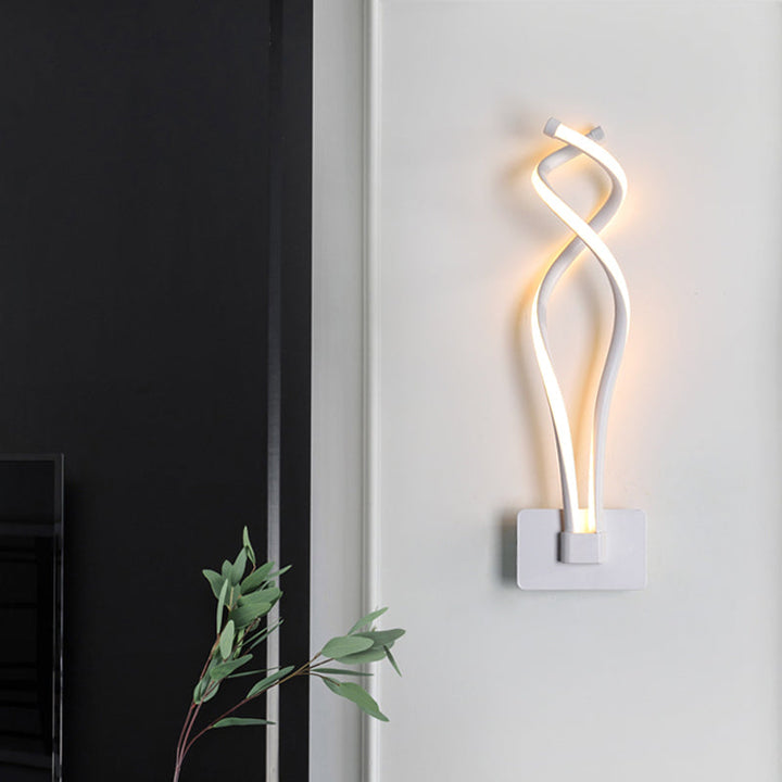 Lisslune | Minimalistic LED Wall Spotlight Black/White Wavy/Musical Nocturne/Combined Wall Lamp with Acrylic Shade for Bedroom